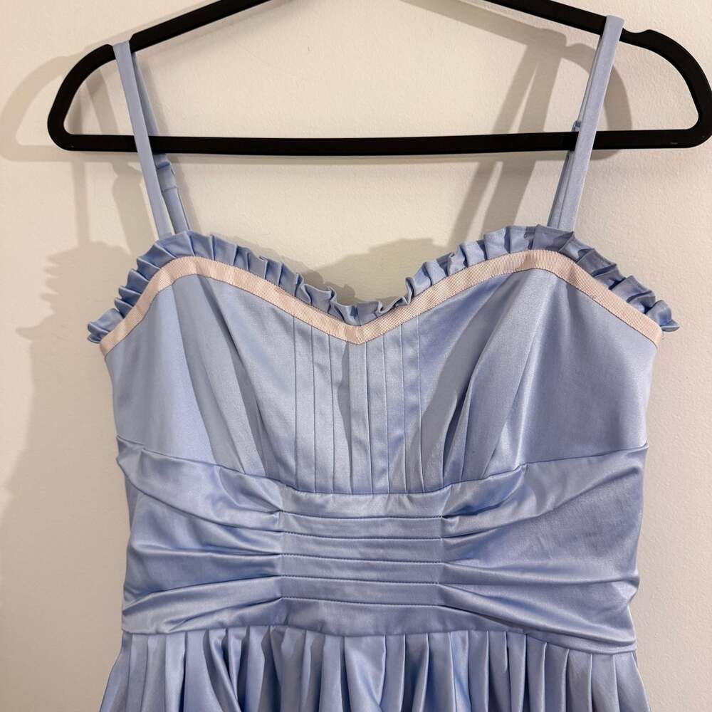 y2k betsey johnson blue satin pink tulle cocktail dress size 8 - Picture 6 of 10